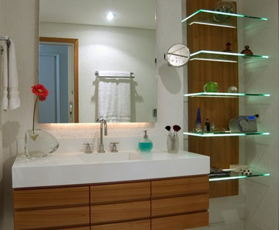 Orient Vidros - Prateleiras de vidro com luzes led