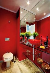 Orient Vidros - Cuba de banheiro com bancada de vidro e revestimento de espelho